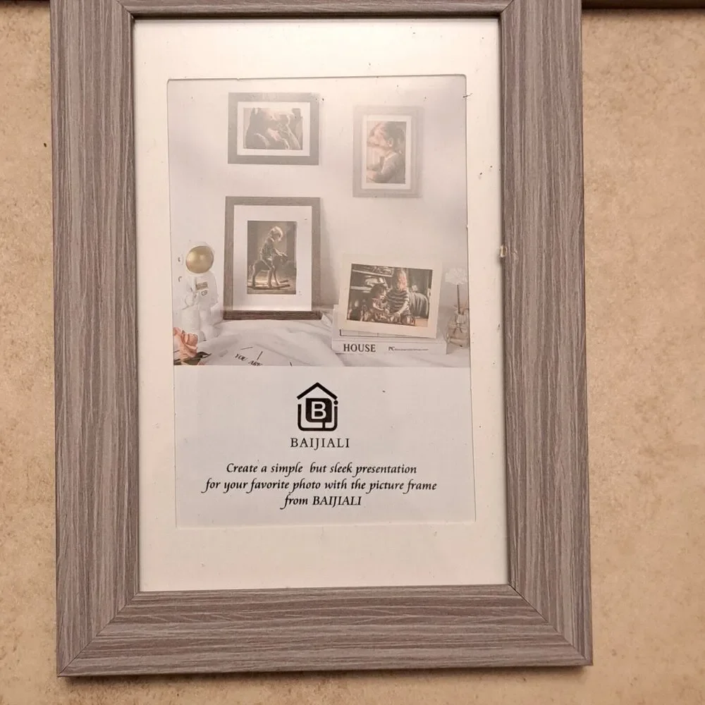 Baijiali Photo Frames Set Of 3 Wood Like Color Gray